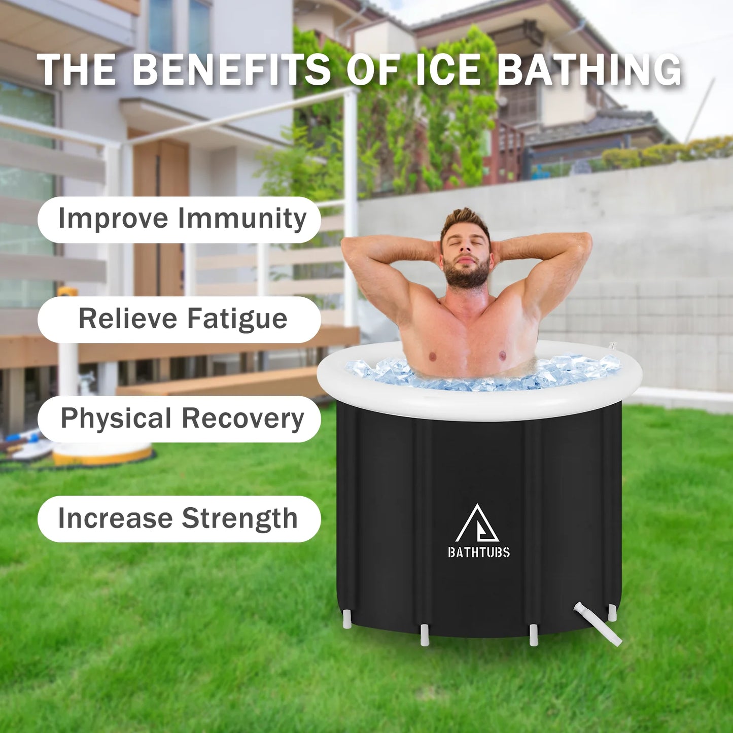 Efficient black PVC ice bath for cold therapy