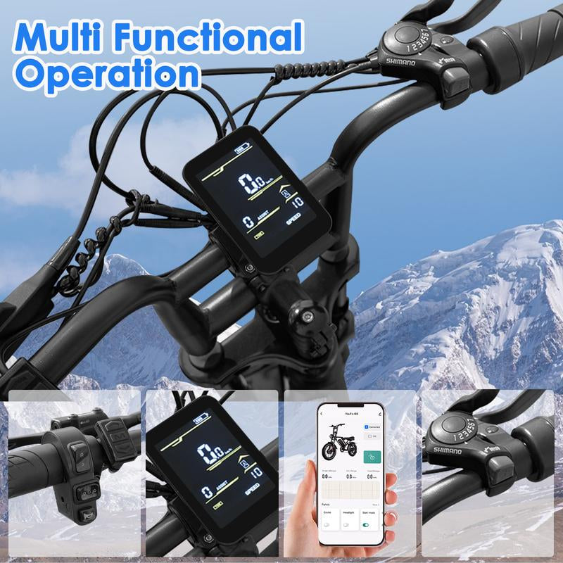 S8 Electric Bike, 1000W Single Motor with Disc & Hydraulic Brake, 31MPH 17.5AH Battery 20'' Fat Tire Suitable for Various Riding E Bike with APP