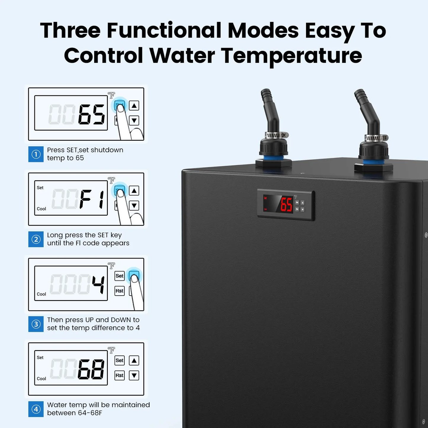 Efficient water chiller for axolotl and aquatic systems