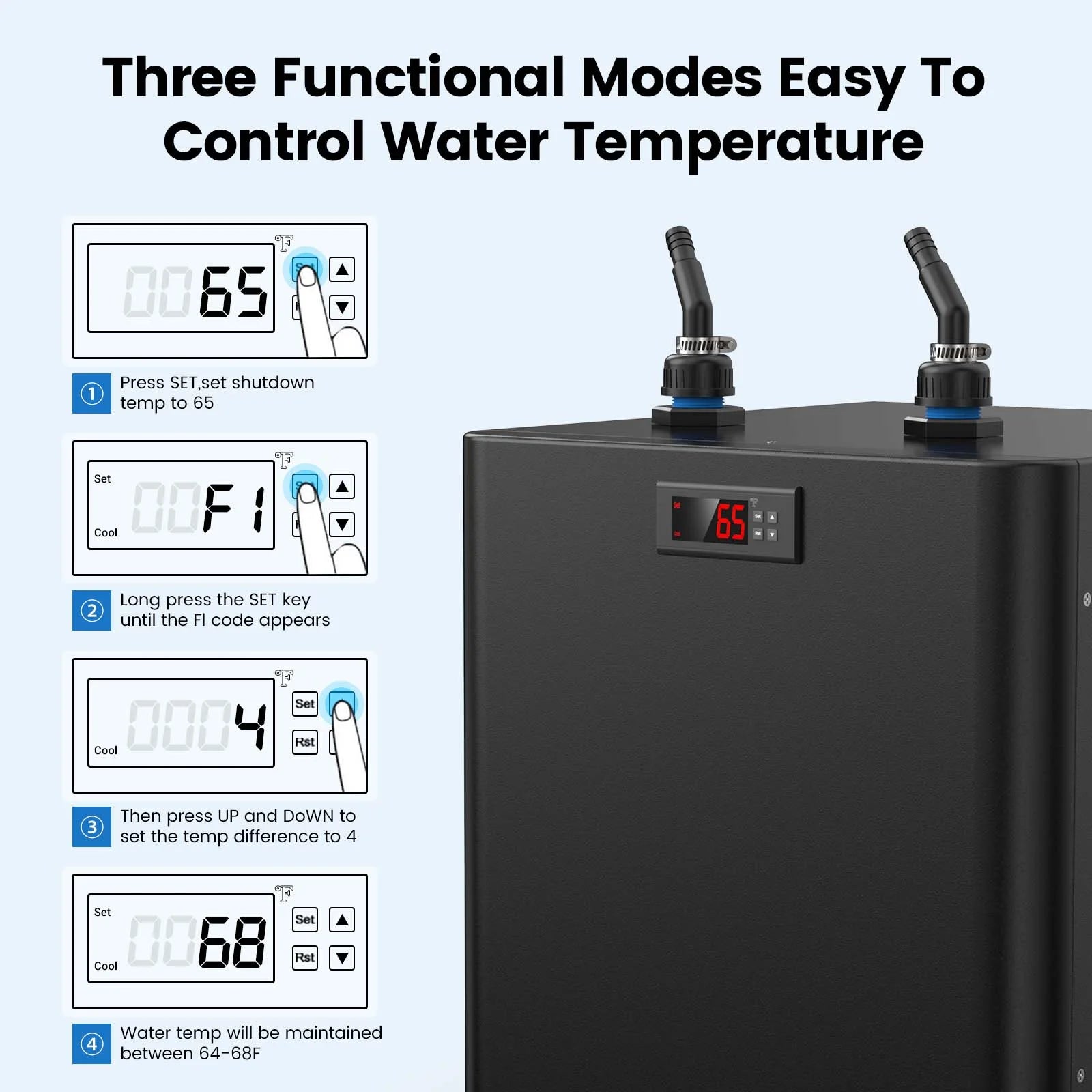 Efficient water chiller for axolotl and aquatic systems