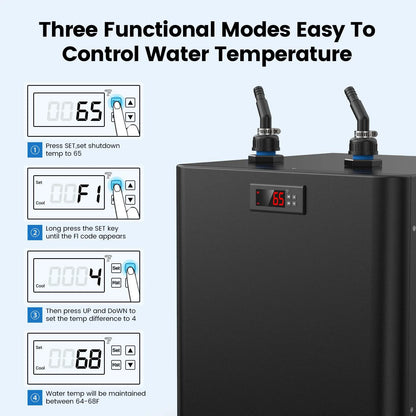 Efficient water chiller for axolotl and aquatic systems