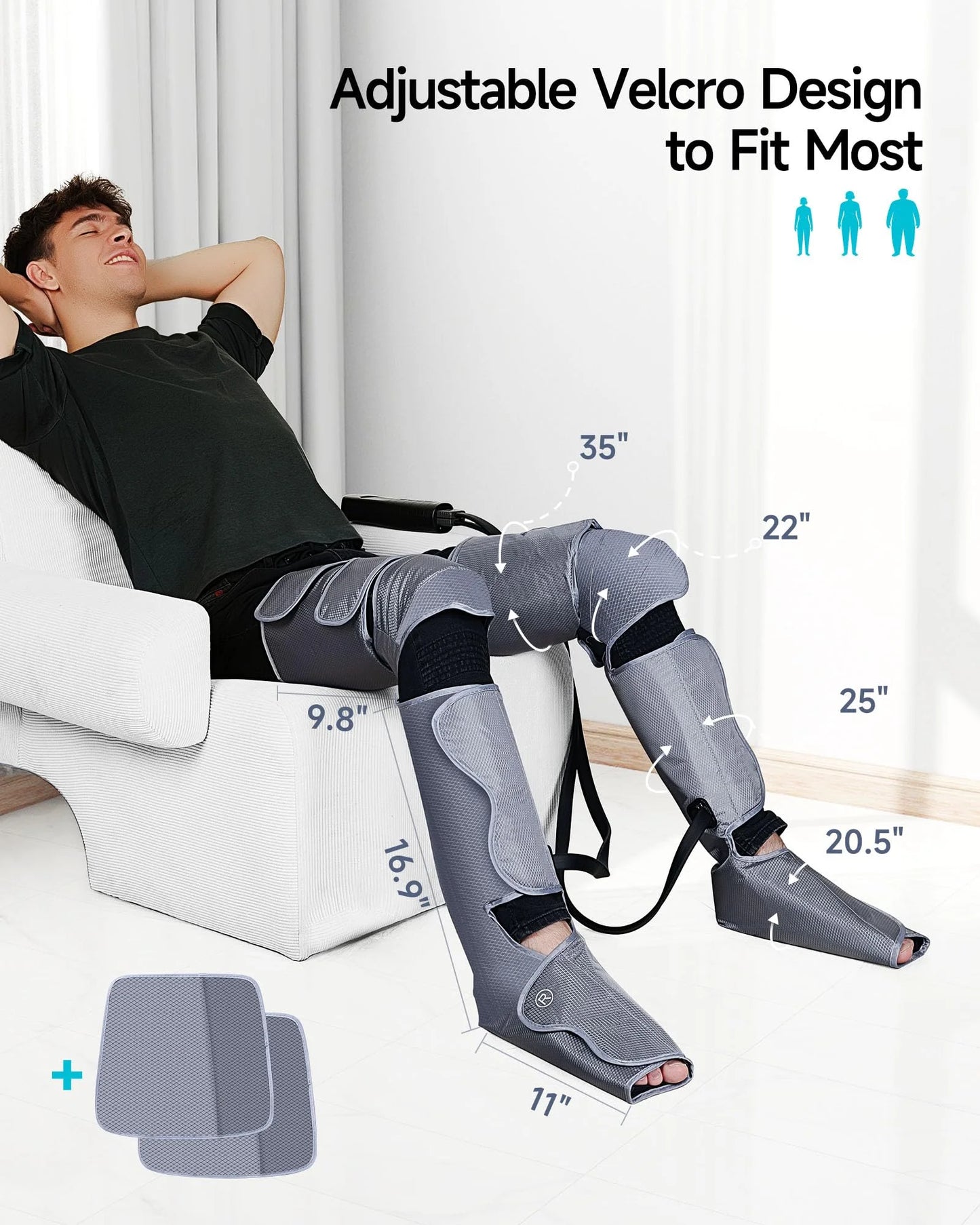 Leg Massager for Muscle Relaxation,Full Leg Air Compression for Circulation and Pain Relief,Foot/Knee Massager with 3 Intensities and 6 Modes