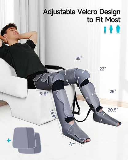 Leg Massager for Muscle Relaxation,Full Leg Air Compression for Circulation and Pain Relief,Foot/Knee Massager with 3 Intensities and 6 Modes