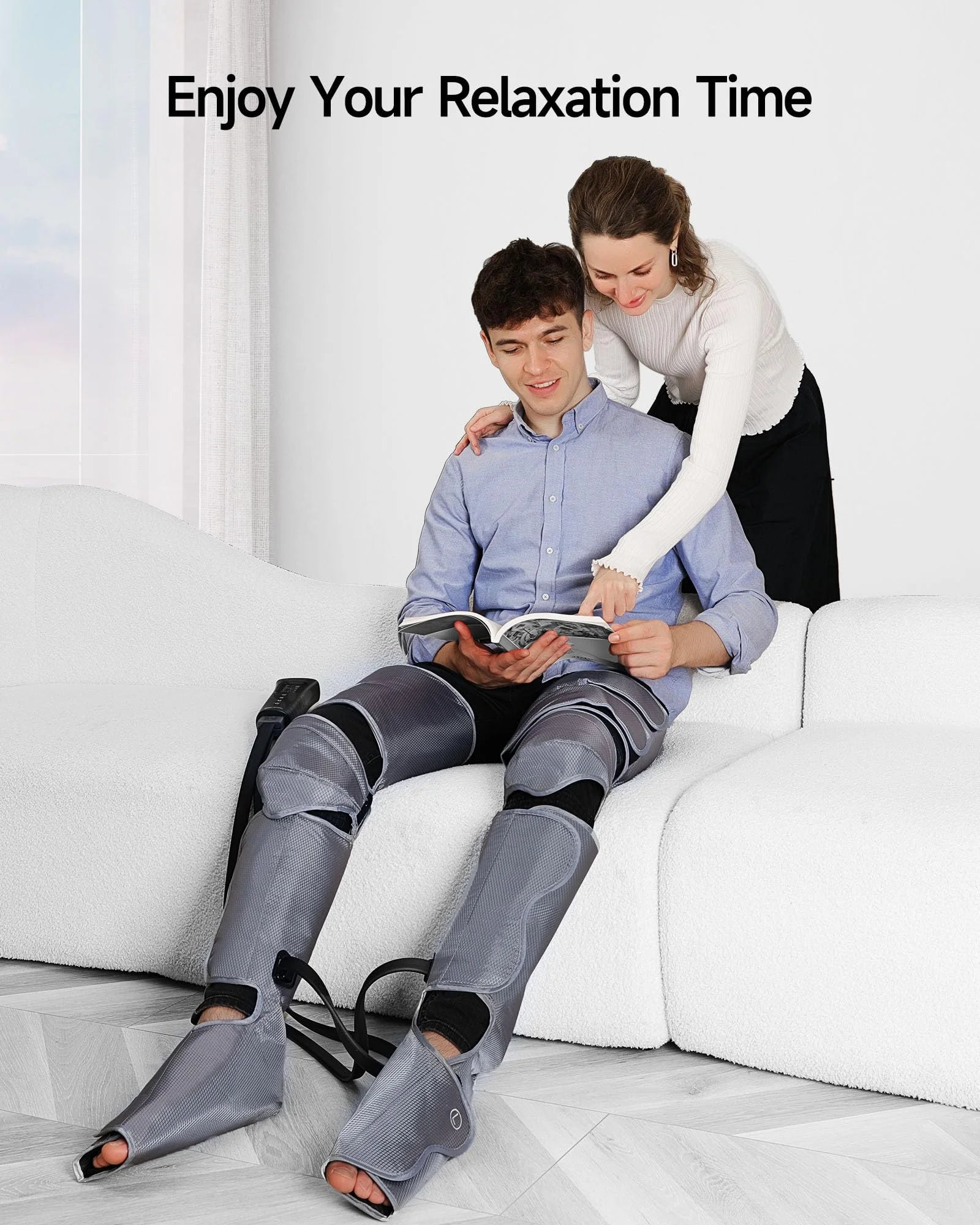 Leg Massager for Muscle Relaxation,Full Leg Air Compression for Circulation and Pain Relief,Foot/Knee Massager with 3 Intensities and 6 Modes