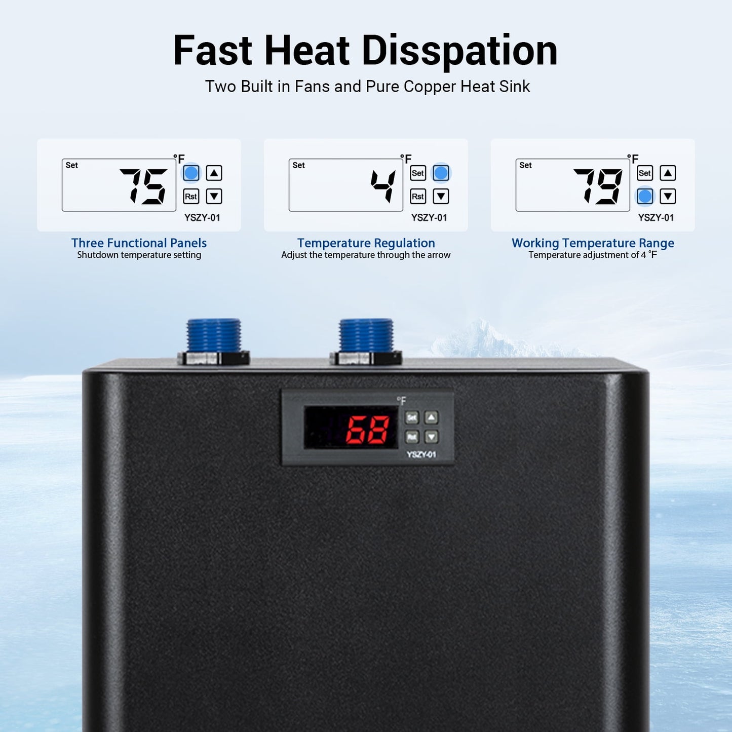 Aquarium Water Chiller 75GAL 1/3HP Fish Tank Chiller, 300L Cooling System with Quiet Design Compressor Refrigeration