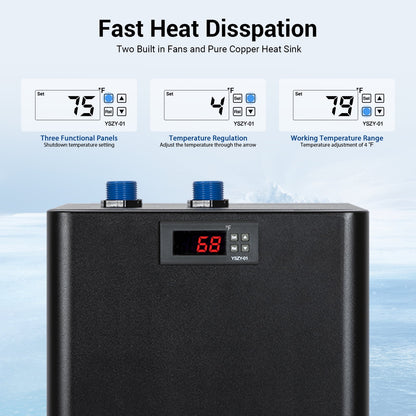 Aquarium Water Chiller 75GAL 1/3HP Fish Tank Chiller, 300L Cooling System with Quiet Design Compressor Refrigeration