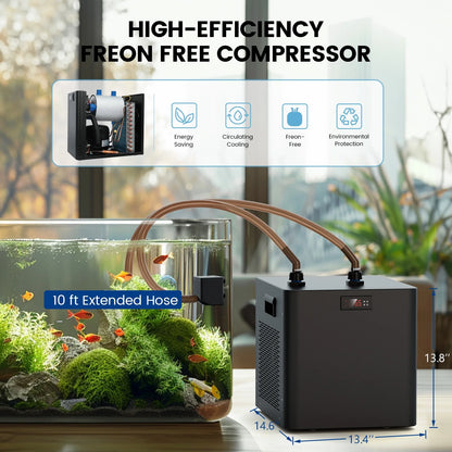 Aquarium Chiller,132Gal 500L, 1/2 HP Aquarium Water Chiller for Axolotl,Hydroponic System,Sea/Fresh Water