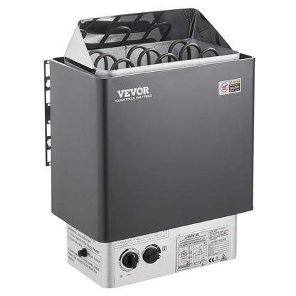 4.5KW Stainless Steel Sauna Heater, Wall-Mounted, 105-210 Cu.Ft, Internal Controller