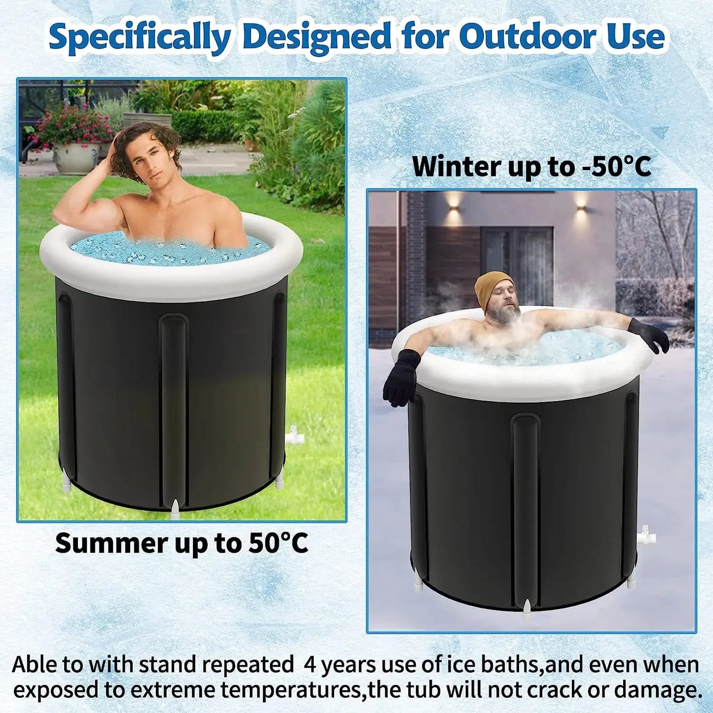 Ice Bath Bucket Folding Adult Bath Bucket Household Inflatable Folding Bathtub Outdoor Portable Ice Bath Bucket Set