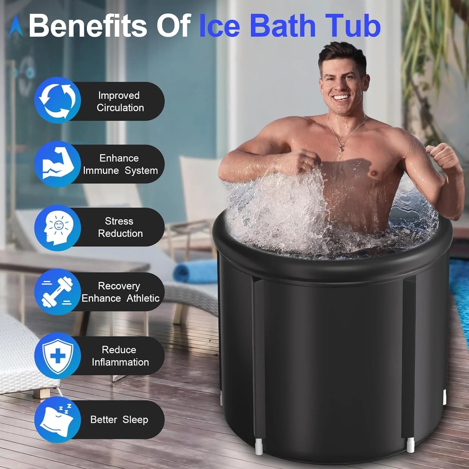 Efficient ice bath tub designed for cold plunge therapy