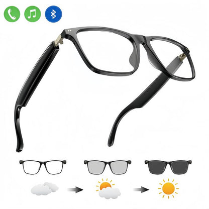 Smart Bluetooth Glasses with Auto-Tinting Lenses, Polarized, Blue Light Blocking, Open Earphones and Hands-Free Calling Wireless Wearable
