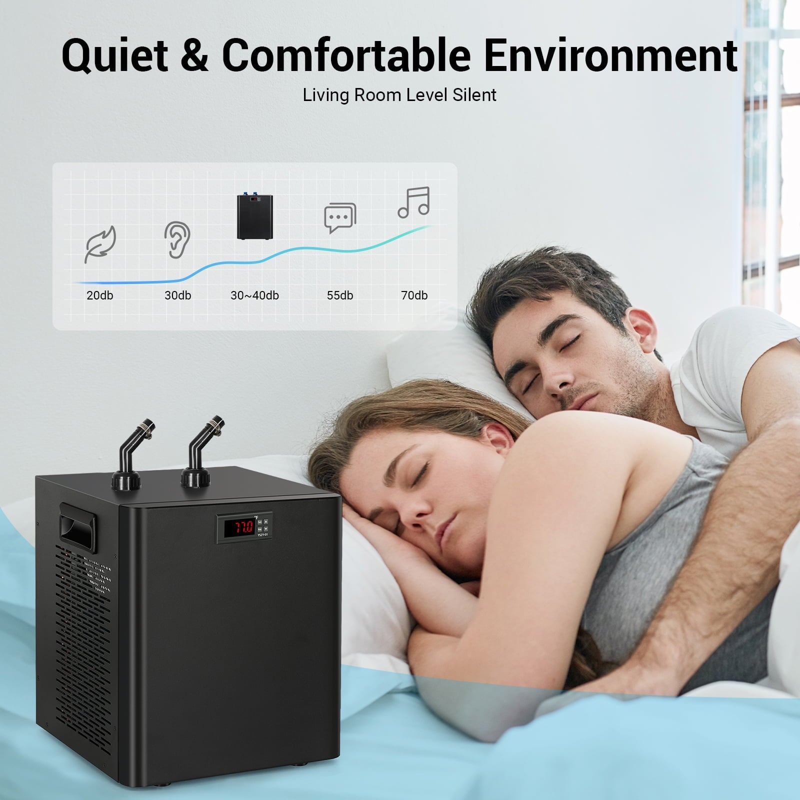 Aquarium Water Chiller 75GAL 1/3HP Fish Tank Chiller, 300L Cooling System with Quiet Design Compressor Refrigeration