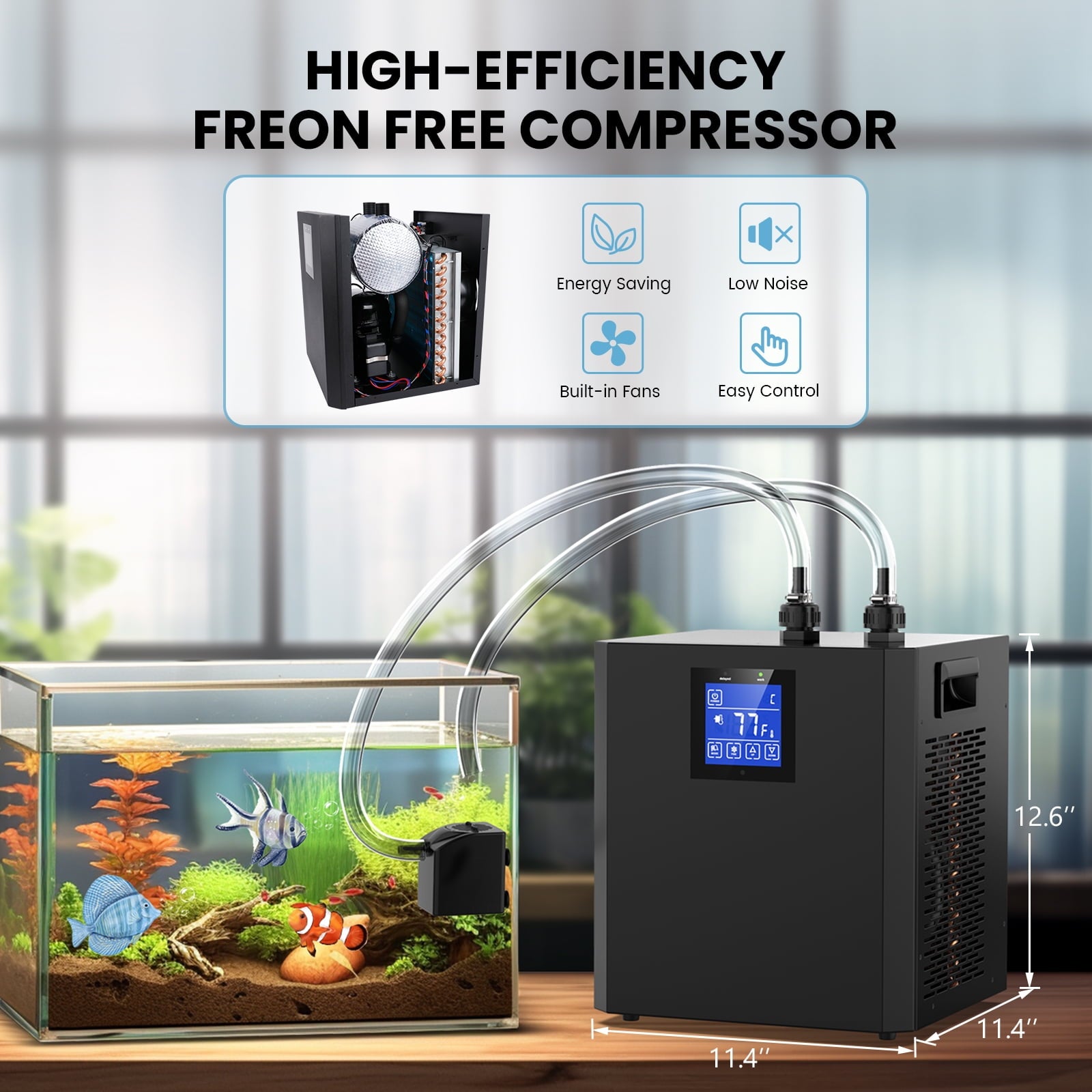 79 Gal Aquarium Chiller Water Chiller Hydroponic 1/3 HP Tank Cooler with Remote