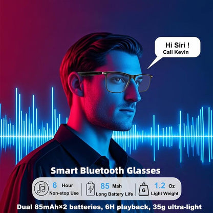 Smart Bluetooth Glasses with Auto-Tinting Lenses, Polarized, Blue Light Blocking, Open Earphones and Hands-Free Calling Wireless Wearable