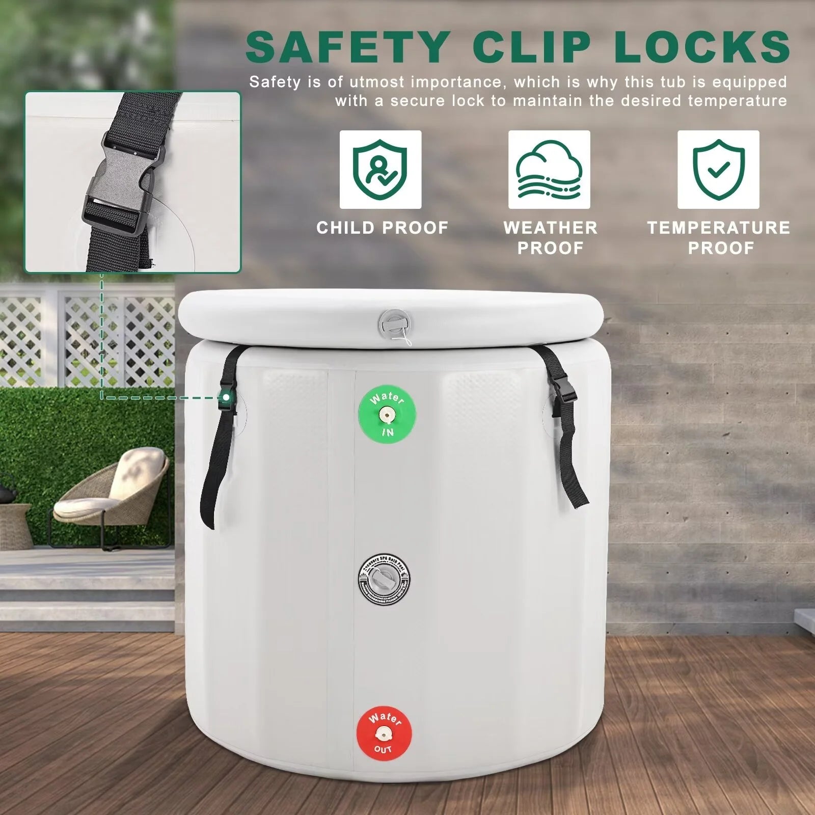 Sports Recovery Products Ice Bath Tub 185 Gal, Inflatable Oval Ice Bath Cold Plunge Tub for Athletes, Freestanding Soaking Tub, PVC Insulated Lid, Hand Pump and Repair Kit Included, Water Chiller Compatible